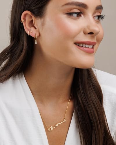 DayOfShe Custom Name Necklace for Women Gifts, 18K Gold Plated Layered Names Necklace Personalized Gifts for Birthday - color: Style 3-Crusive Font