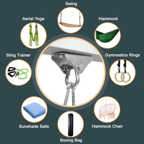 Yes4All Punching Bag Hanger, Stainless Steel Swivel Chain with 4 Snap Hooks for Heavy Bag, Gym Swing, Trapeze, and Hammock - color: Hangers 180 Degree Rotation