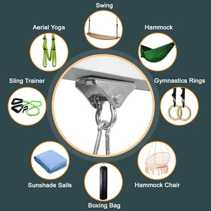 Yes4All Punching Bag Hanger, Stainless Steel Swivel Chain with 4 Snap Hooks for Heavy Bag, Gym Swing, Trapeze, and Hammock - color: Hangers 180 Degree Rotation