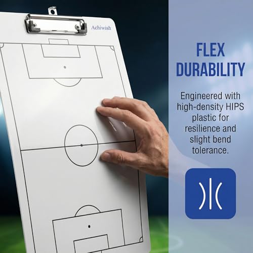 Soccer Clipboard for Coaches, Double-Sided Dry Erase Board | Printed soccer field on a double-sided dry erase clipboard with metal clip; marker and eraser are not included. - style: Soccer