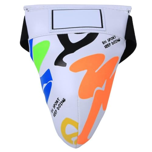 HERCHR Children Groin Guard, Boxing Kickboxing MMA Muay Thai Sparring Groin Guard Protective Gear for Sanda Taekwondo Training - color: White