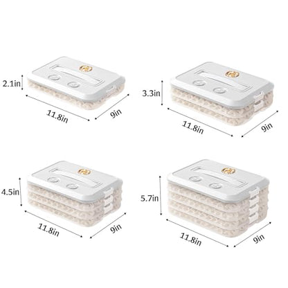 Food Storage Containers with Lids, Plastic Cookie Storage Containers Airtight, 4-Layer Stackable Food Containers Dumpling Storage Box, White - color: White