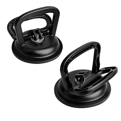 FCHO Glass Suction Cup Heavy Duty Aluminum Vacuum Plate Puller Handle Holder Hooks Duty Galss Lifting/Tile Suction Cup Lifter/Moving Glass/Pad for Lifting (Black, 2Pack) | Aluminum Single Glass Vacuum Suction Cup With Hooks For Tile Glass Moving Lifting D