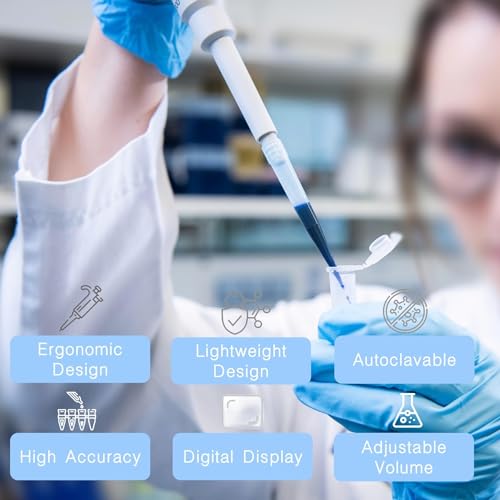 High-Precision Adjustable Single Channel Pipettor 10-100ul for Laboratory | High Accuracy, Manual Variable Volume Micropipette Compatible with Molecular Biology and Cell Culture Research - size: 10-100ul