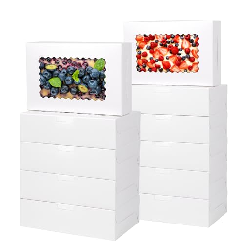 36 pcs Cookie Boxes,9x6x2.5 Inch Large Bakery Boxes with Window for Pies Chocolate Strawberries Muffins Donuts Pastry Dessert Christmas (White, 9 * 6 * 2.5inch/36pcs) - color: White, size: 9*6*2.5inch/36pcs