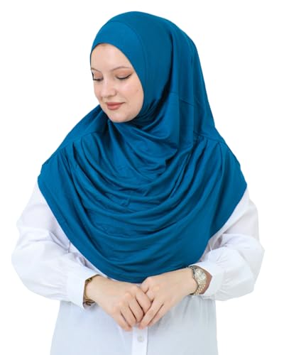 Prien Ready To Wear Hijab For Women, Instant Turban, Soft Muslim Scarf For Prayer, Long Hijabs, Islamic Clothes, Jersey Abaya - color: Turquoise