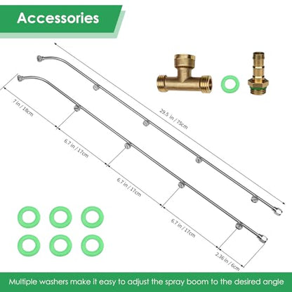 10 Nozzles Metal Sprayer Boom Wand with 3/8 Inch Brass Barb, Spray Wand, Up To 55.1 Inches Long, Suitable For Watering Large Areas In Gardens, Farms