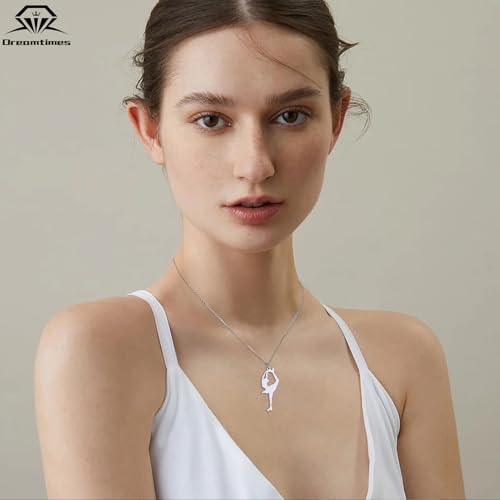 Dreamtimes Ice Skater Necklace Skating Charm Sports Pendant Necklace Ice Skating Sport Pendant Necklace Inspirational Jewelry for Women Skate Lover - color: Silver-3