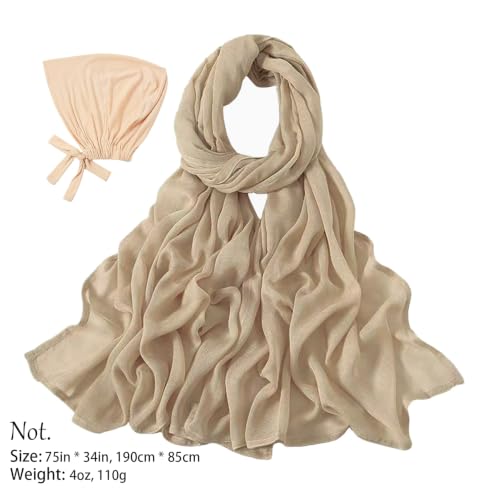 Modal Cotton Hijab Scarf for Women with Undercap Set - color: Dark Beige