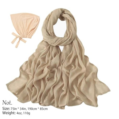 Modal Cotton Hijab Scarf for Women with Undercap Set - color: Dark Beige