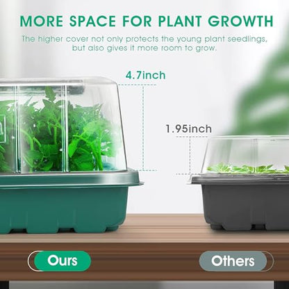 Seed Starter Tray with Grow Light, 192-Cell Seed Starter Kit, Seedling Starter Trays with Humidity Domes, Automatic Timer, Adjustable Light Indoor Gardening Plant Germination Trays - color: Green 4 Set