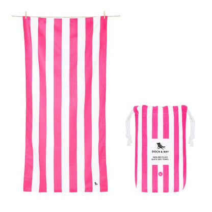 Dock & Bay Beach Towel - Quick Dry, Sand Free - Compact, Lightweight - 100% Recycled - Includes Bag - Cabana - Phi Phi Pink - Extra Large (200x90cm, 78x35) - color: Cabana - Phi Phi Pink, size: Extra Large (200x90cm, 78x35")