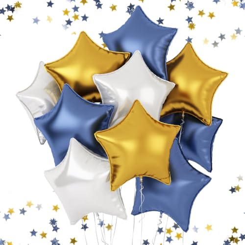 FEYG Matte Blue Star Balloon, 18 Inches, Pack of 10, for Helium, Birthday, Graduation, Wedding Decorations - color: Matte Blue
