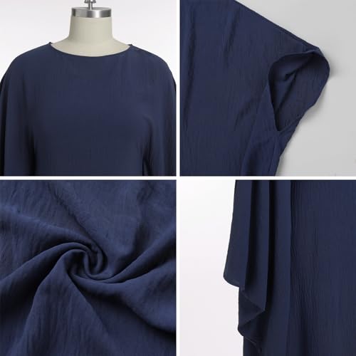ODIZLI Abayas For Women Muslim Dubai Full Cover Kaftan Shirt Dress Batwing Sleeve Prayer Dress With Hijab - color: Dark Blue+ Hijab, size: One Size