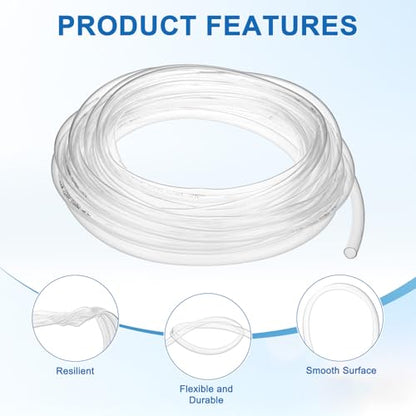 M METERXITY Vinyl Tubing 3/8" ID x 1/2" OD 30ft Flexible Plastic Tube with 2 Hose Ties, Lightweight Hybrid PVC Hose for Water Gardening/Airline/Aquarium Tubing [Clear] - size: 3/8" ID x 30ft