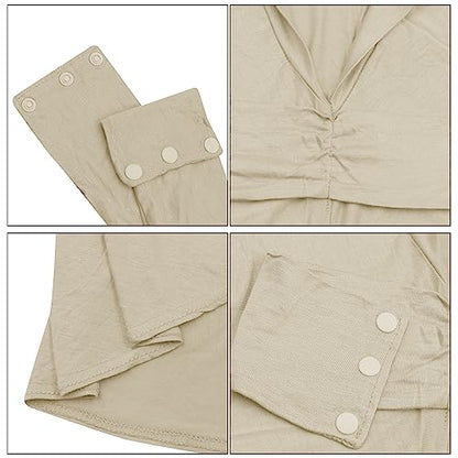 AIBEARTY Women Fashion Instant Muslim Turban Hijab with Snap Fastener Breathable Headscarf Bonnet Cap Turban Hat Shawl - color: Modal Beige-3 Buttons
