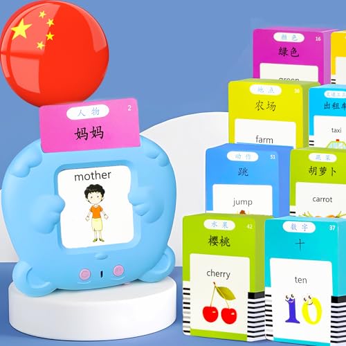 Bilingual English Talking Flash Cards for Kids - Chinese, Blue - color: Chinese, size: Blue