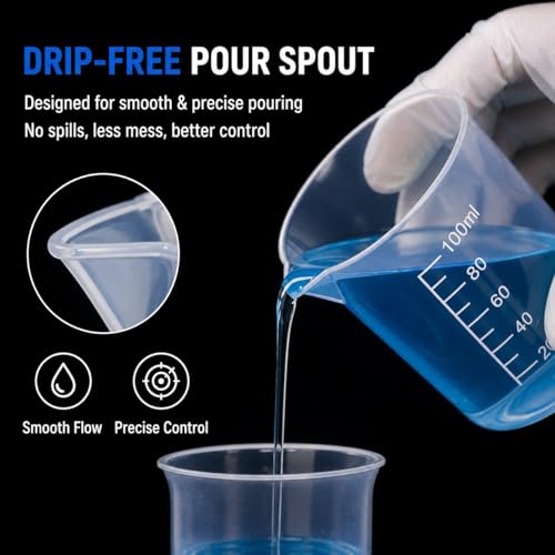 6pcs 3.4oz/100ml Plastic Measuring Cups Plastic Graduated Cup Transparent Scale Resin Clear Graduated Epoxy Mixing Jugs for Kitchen Cooking Medicine Measure Tool - size: 6pcs 100ml