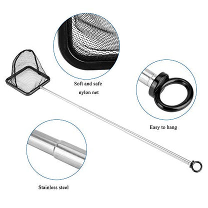 Mogoko Aquarium Fish Net, 10.8" x 16.3" Rectangular Fish Net with 5.5"-16.3" Extendable Telescopic Plastic Handle, Fine Mesh Nylon Fish Tank Accessory - size: 2.8 inch