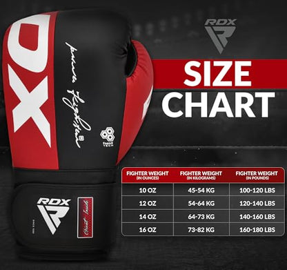 RDX Boxing Gloves, Maya Hide Leather Training Gloves for Muay Thai, Kickboxing, Sparring, Punch Bag, Punching Bag, Kickboxing Gloves, Martial Arts Training, Home Gym, Men, Women, 8 10 12 14 16 oz - color: RED/BLACK, size: 10OZ