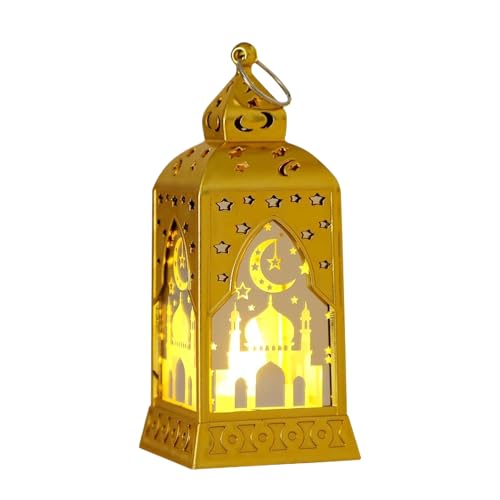 Rämadan Decoration Lantern, with Vintage Inspired Design, 12x5.2x5.2cm, Eíd Mubárak Lamp with Moon Star Table, Hanging Mubárak Light, Middle East and Warm Ambient, for Holiday, Party, Home, Farmhouse