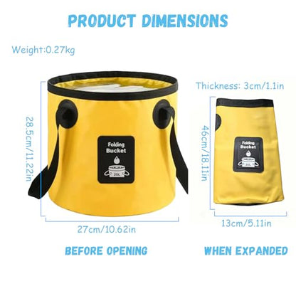 Collapsible Bucket with Handle, Lightweight Folding Water Container, Portable Collapsible Bucket for Fishing, Camping, Hiking, Backpacking, Outdoor Survival, Car Washing Black 20L (20L- Yellow) - size: 20L- Yellow
