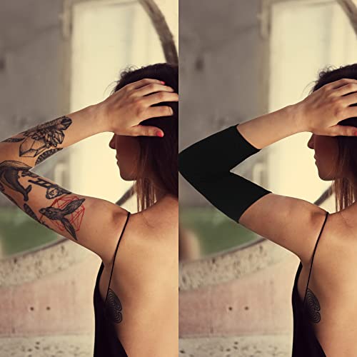 Vicenpal Tattoo Cover Sleeves Forearm Cover for Women Men - color: Black, Nude