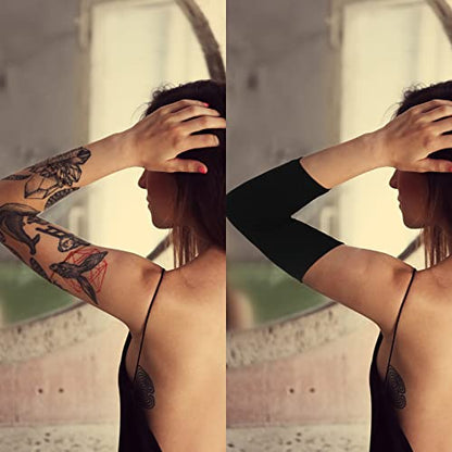 Vicenpal Tattoo Cover Sleeves Forearm Cover for Women Men - color: Black, Nude