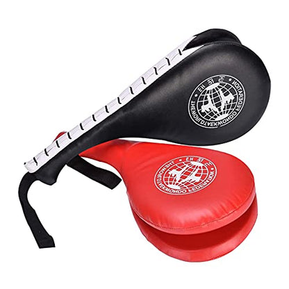 Taekwondo Kick Pads, Target Durable TKD Kicking Targets Training Paddles, Double Strike Pads for Kickboxing and Karate Training (Style 2,Black+red,2 pcs)
