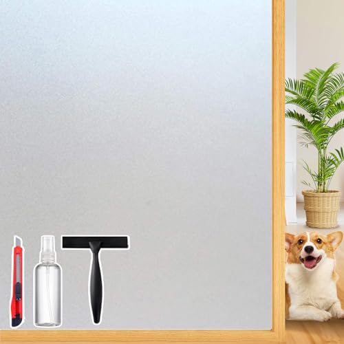 Frosted Glass Window Privacy Film Decorative, 23.6" x 157.4" | Bathroom Window Tint for Home Glass Windows Cover, Static Cling, Removable, Reusable, Anti-UV, Anti-Glare, White - color: White, size: 23.6 Inch * 157.4 Inch