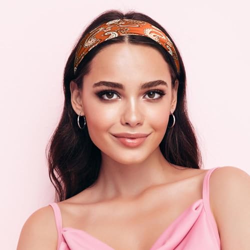 Sumolux Head Hair Scarf for Women Like Satin Silk Scarf Bandana Hair Wrapping Night Large Square Scarves 27.5" - color: Brick Red Cashew Nuts