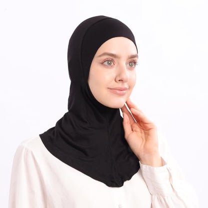 Modal Jersey Muslim Amira Instant Hijab Scarf for Women Jersey Hijab Undercaps - color: Black+pink