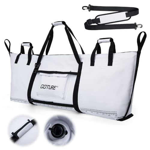 Goture Insulated Fish Cooler Bag, 500D PVC Leakproof Fishing Kill Bag | Waterproof Fish Bags with Carry Handle and Strap, Large Fishing Cooler Bags with Drain Plug, 59.06"x 20.08"x 9.06"