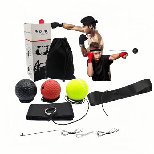 Boxing Reflex Ball for Adults and Kids,Boxing Training Ball for Hand-Eye Coordination, Punching Speed, Fight Skill,Reaction,3 Levels Boxing Ball with 2 Adjustable Headbands