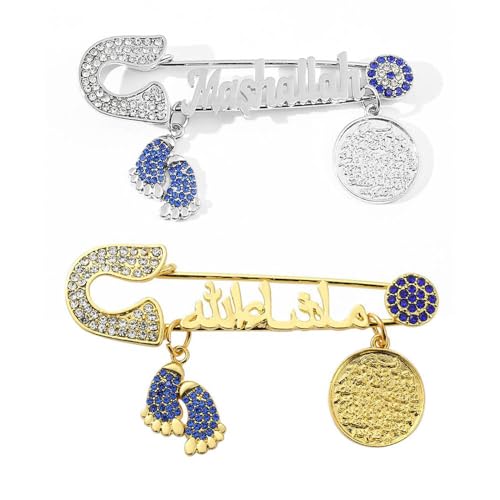 2 Pcs Mashalla Baby Brooch Pin, 2.9 Inch Home Decorations for Ramadan Gifts, Islamic Ramadan Gift