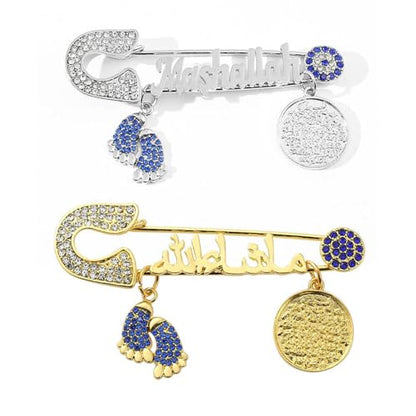 2 Pcs Mashalla Baby Brooch Pin, 2.9 Inch Home Decorations for Ramadan Gifts, Islamic Ramadan Gift