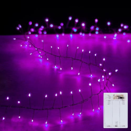 Brightown Halloween Fairy Lights Battery Operated,10 Feet 120LED Firecracker String Lights Waterproof Silver Wire Firefly Light for Bedroom Home Haunted House Indoor Outdoor Holiday Decorations,Purple - color: Purple, size: 120 LEDs