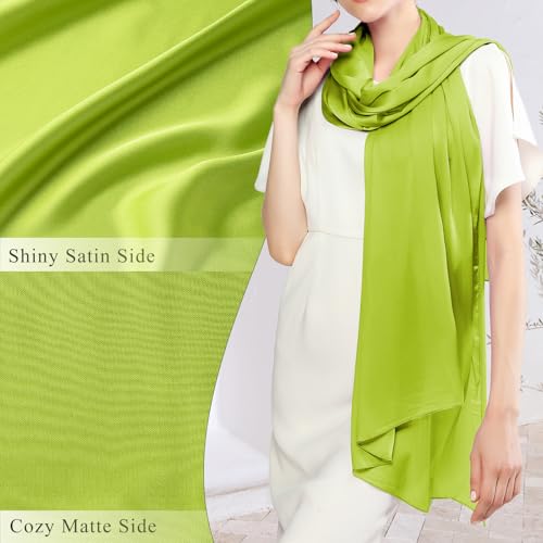 RIIQIICHY Women Shawls and Wraps for Evening Dresses Like Chiffon Silk Scarf Formal Silky Pashmina Shawls for Weddings - color: Green Scarf