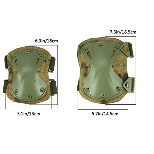 Combat Knee & Elbow Protective Pads Set for Outdoor CS Paintball Game Cycling Safety Skateboarding Gear Skates Knee Protection Guard Pads - color: FG