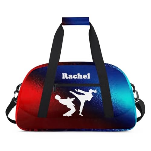 Personalized Martial Art Bag Duffel Bag for Girls, Custom Taekwondo Karate Bag Overnight Bags for Travel Weekender Practice White Battle - color: Option 2