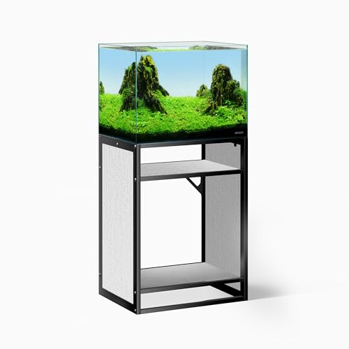 Washed Oak Wood Metal Frame Stand, Three-Shelf for Fish Tanks up to 30 Gal, CLX60-60X45X80cm (23.6x17.7x31.49 in), for Fish Tanks and Reptile Terrariums, Home & Office Use - color: Washed Oak Wood, size: W23.6 x D17.7 x H31.5 in(60X45X80cm)