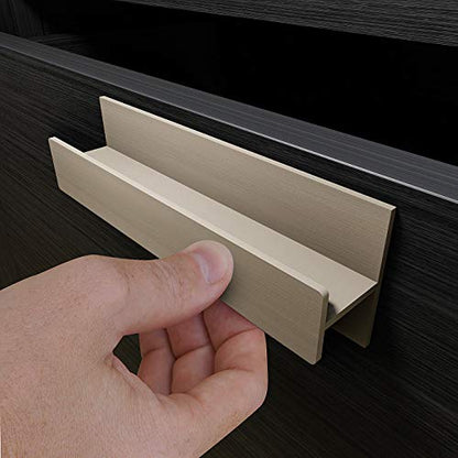 HRX Self-Adhesive Edge Fingerpull Door Handle - Easy to Install Screwless Peel and Stick on Glass, Wood, Metal, Plastic - Sliding Doors Knob for Kitchen Fronts, Drawers & Dressers Panels - 2 Pack - color: Champagne