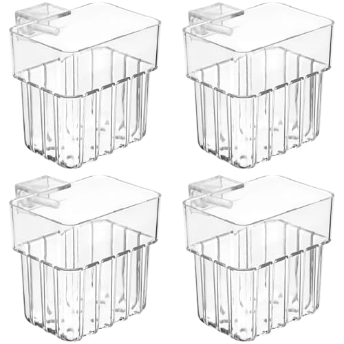 NOLITOY 4 Pack Aquarium Plant Cups Clear Acrylic Hanging Aquarium Plant Holder with Bottom Holes and Screw Fixture Fish Tank Pots for Live Plants Accessories