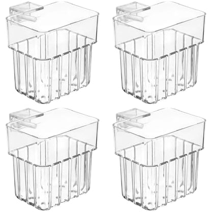 NOLITOY 4 Pack Aquarium Plant Cups Clear Acrylic Hanging Aquarium Plant Holder with Bottom Holes and Screw Fixture Fish Tank Pots for Live Plants Accessories