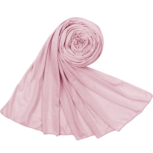 Hijab Scarf for Women Soft Cotton Muslim Jersey Hijab Head Wrap Scarves Fashion Long Scarf Shawls - color: Deep Pink