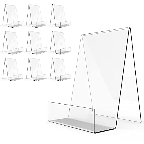 Boloyo Acrylic Book Stand with Ledge,10PC 6 Inch Clear Acrylic Display Easel Transparent Display Stand Holder Tablet Holder for Displaying Books,Magazine,Plate,Pictures,Artworks, CDs - size: 6 inch(10PC)