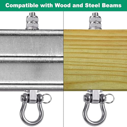 SELEWARE Heavy Duty Bearing Swing Hangers, 4 Pack Stainless Steel Swing Set Hooks for Wood and Steel Beam, for Hammock, Yoga Swing, Porch Swing, Heavy Bag, 5" x M2/5", 1500LB Capacity - color: 4 Pack Bearing Hangers (5" X M2/5" Threaded Rod)