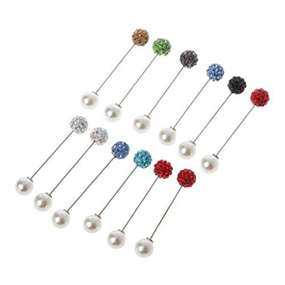 Sweater Shawl Clips 12Pcs Women Brooch Pins Colorful Crystal Hijab Scarf Pearls Safety Pins Sweater Shawl Clip Brooches Jewelry Jewelry Pins for Cardigan Blouse