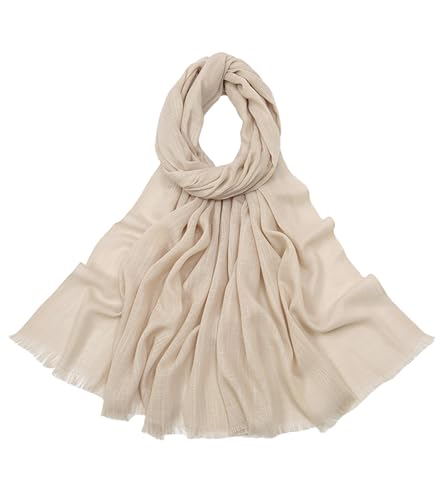 Women's Summer Scarf Lightweight And Soft Bamboo Cotton Headscarf - color: Cream Grey