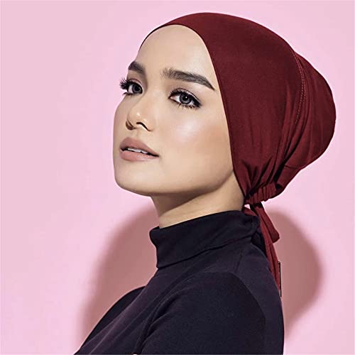 3 Pieces Adjustable Muslim Inner Under Hijab Cap with Ties Back Islamic Under Scarf Bonnet Caps Chemo Cap - color: Green